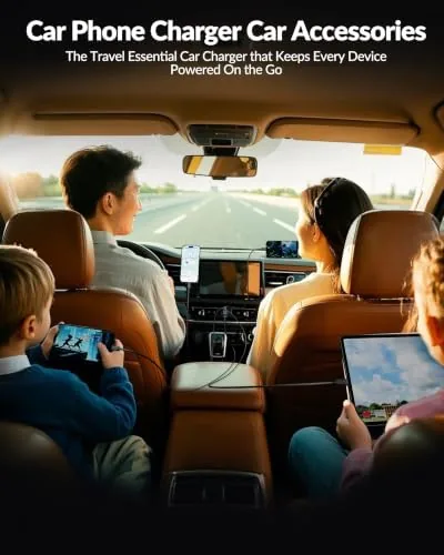 The 90W 4-Port USB C Super Fast Car Charger for Samsung compared in context