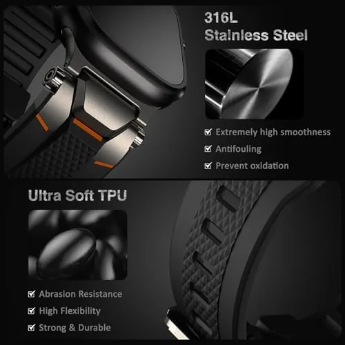 Detail shot of the ULTIMAL Rugged Band for Apple Watch Ultra 3/2/1 49mm, Series features