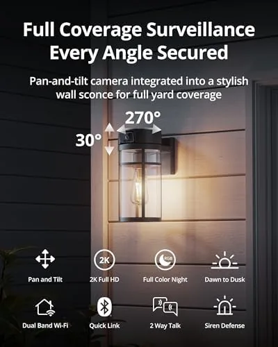 Close look at the Outdoor Porch Light Security Camera, 2K HD Live View Wi-Fi build quality