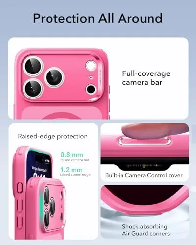 Close look at the ESR for iPhone 17 Pro Max Case for MagSafe, Camera build quality