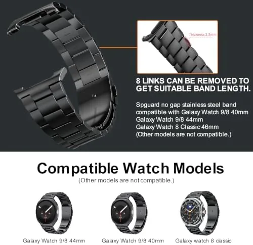 Detail shot of the SPGUARD Metal Band for Samsung Galaxy Watch 9/8 40mm/44mm/8 Classic features