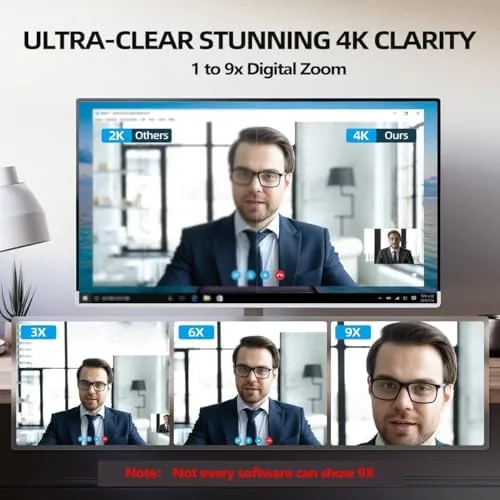 Another view of the 4K Webcam with Light, Web Camera with Microphone, Plug and