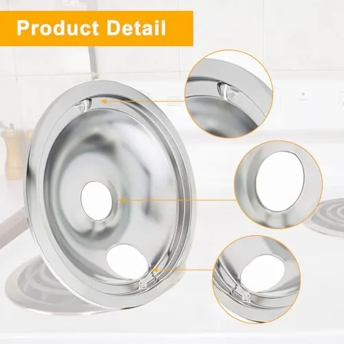 A chrome drip pan sitting under a coil burner element