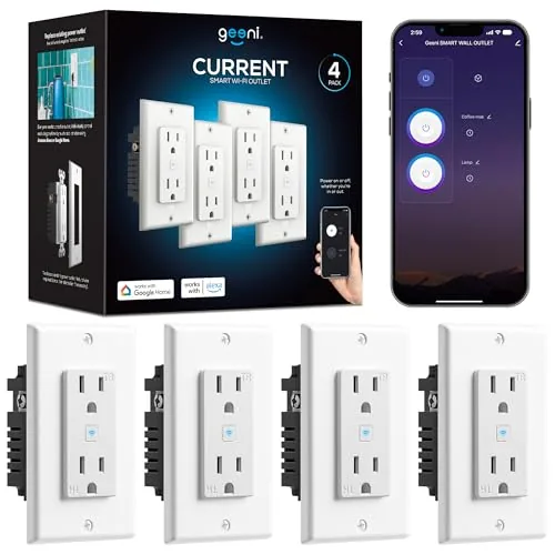 Overview of the Geeni Smart Wi-Fi in-Wall Outlet, Tamper & Fire Resistant, White