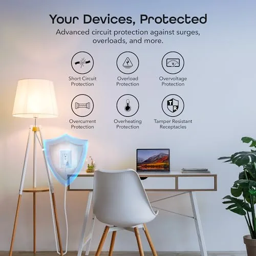 The Geeni Smart Wi-Fi in-Wall Outlet, Tamper & Fire Resistant, White in real use