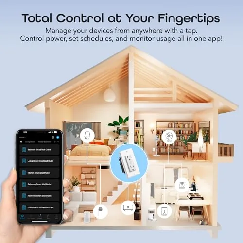 The Geeni Smart Wi-Fi in-Wall Outlet, Tamper & Fire Resistant, White compared in context