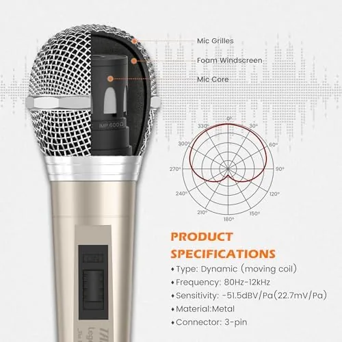 Close-up of the microphone grille and on/off switch