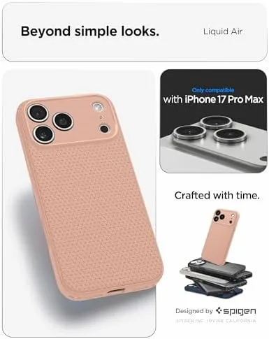 Close look at the Spigen for iPhone 17 Pro Max Case, Liquid Air [TPU build quality