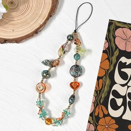 Another view of the inewateri Phone Beaded Strap Cute Vintage Butterfly Flowers Artistic Chain