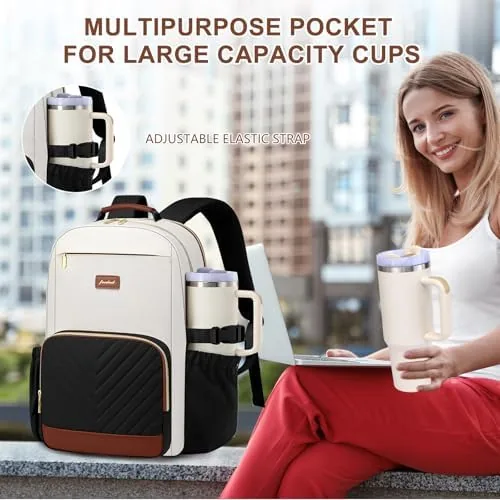 Close look at the Laptop Backpack for Women Bookbag: 17 inch Work School Backpacks build quality