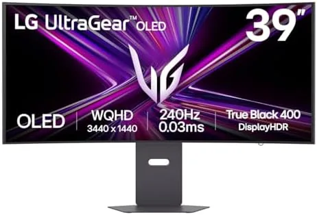 LG Ultragear 39GX900A-B monitor on a desk with the curve visible