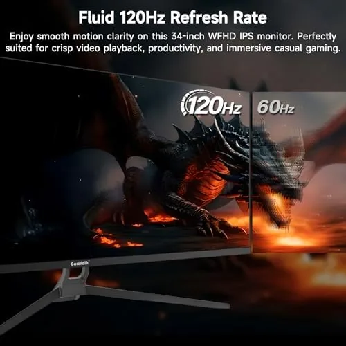 Detail shot of the Gawfolk Gaming Monitor 34 inch IPS 120Hz, Ultrawide PC Screen features