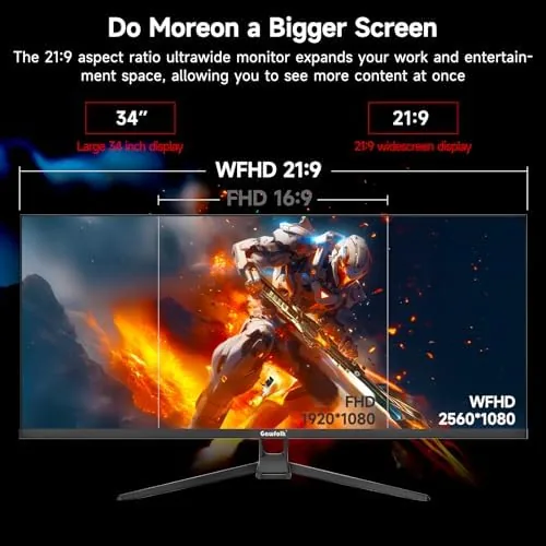 The Gawfolk Gaming Monitor 34 inch IPS 120Hz, Ultrawide PC Screen in real use