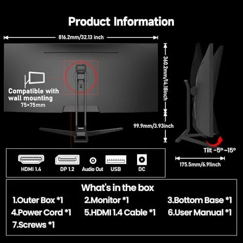 The Gawfolk Gaming Monitor 34 inch IPS 120Hz, Ultrawide PC Screen compared in context