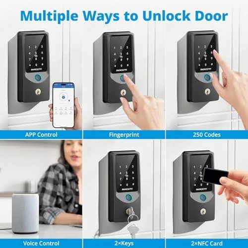 Detail shot of the WiFi Smart Lock Fingerprint Keyless Entry Door Lock Keypad Deadbolt features