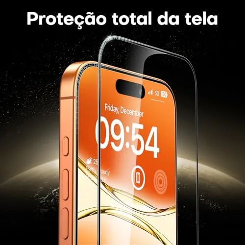 iPhone in a case with the TOCOL glass visible at the edge