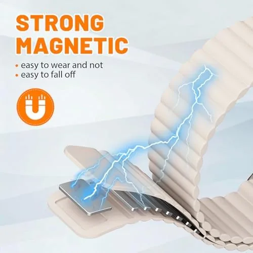 Close up of the magnetic closure holding the band tail in place