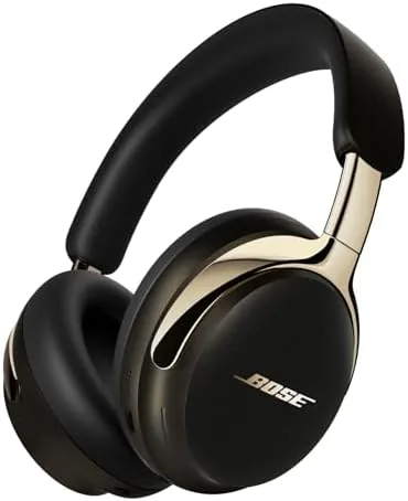 Front view of the Bose QuietComfort Ultra headphones in Desert Gold