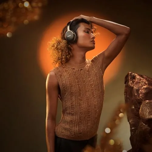 Wearing the Bose QuietComfort Ultra headphones on a flight