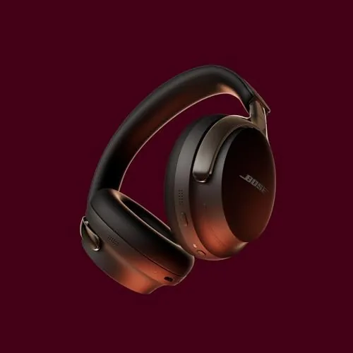 Close up of the plush ear cushion and headband padding on the Bose headphones