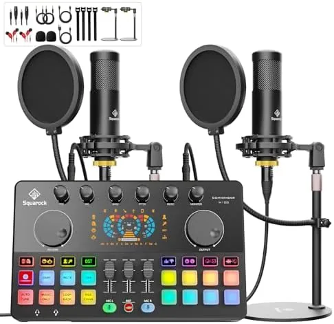Podcast Equipment Bundle for 2 with Dual XLR-3.5 Condenser Micophones with Mic Pop Filters Review: Tested and Rated