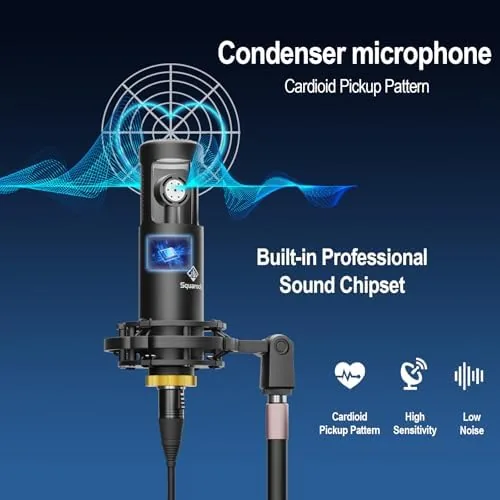Close look at the Podcast Equipment Bundle for 2 with Dual XLR-3.5 Condenser Micophones build quality
