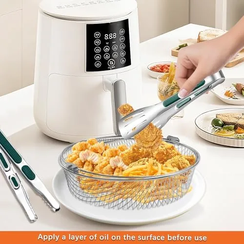 Another view of the Air Fryer Basket with 2 Food Tongs | 8.27In Air