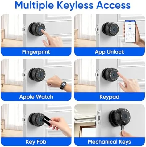 Close look at the Smart Door Knob Fingerprint Door Lock with Keypad,6 in 1 build quality