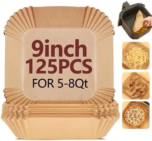 9 Inch Air Fryer Liners Disposable-125PCS Square Parchment Paper Liners,Heat Resistant & Non-Stick,Unbleached Liners Review: Tested and Rated