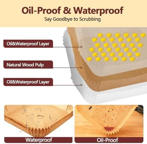 The 9 Inch Air Fryer Liners Disposable-125PCS Square Parchment Paper Liners,Heat in real use