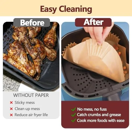 Another view of the 9 Inch Air Fryer Liners Disposable-125PCS Square Parchment Paper Liners,Heat