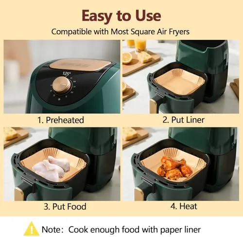 The 9 Inch Air Fryer Liners Disposable-125PCS Square Parchment Paper Liners,Heat compared in context