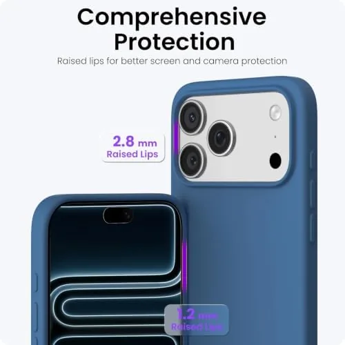 The ORNARTO for iPhone 17 Pro Max Case, Liquid Silicone, Blue in real use