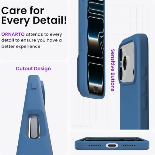 Another view of the ORNARTO for iPhone 17 Pro Max Case, Liquid Silicone, Blue