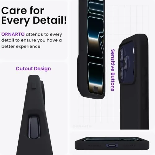 Another view of the ORNARTO for iPhone 17 Pro Max Case, Liquid Silicone, Black