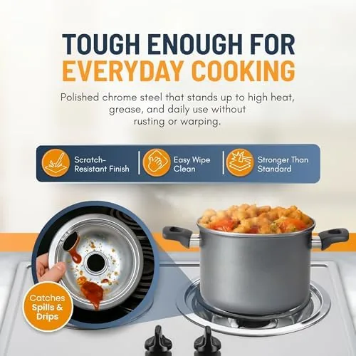Refreshed range cooktop with all four new drip pans fitted