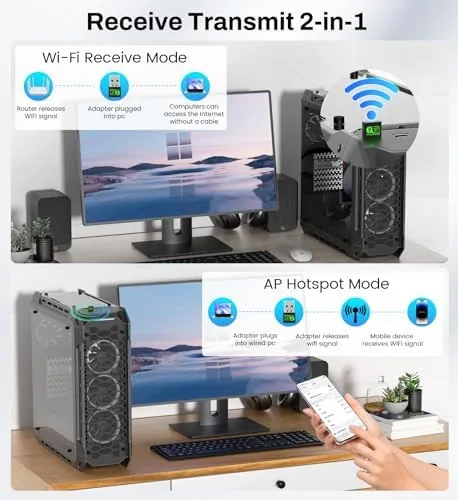 The USB WiFi 6 Adapter for PC Desktop & Laptop, 900Mbps compared in context