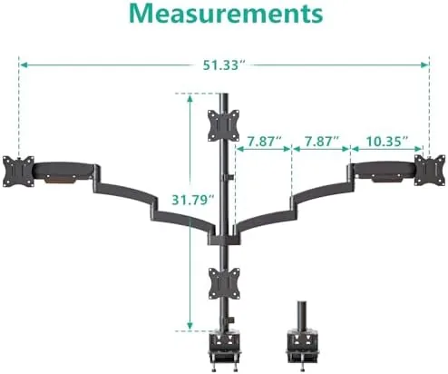 The WALI Stacked 4 Monitor Mount for 13-27 inch Screens, 19.8 compared in context