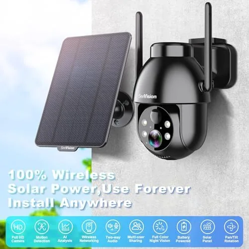 Close look at the SeeVision Solar Security Cameras Wireless Outdoor, 2K PTZ WiFi 3MP build quality