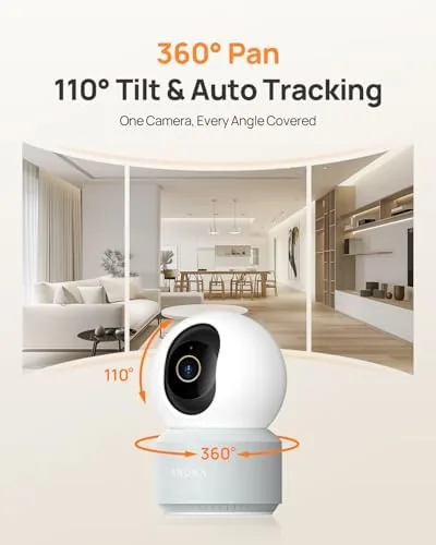 Detail shot of the Anona 4K UHD Indoor Camera, Pet/Dog/Baby Security Camera with Phone features