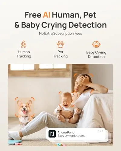 The Anona 4K UHD Indoor Camera, Pet/Dog/Baby Security Camera with Phone in real use
