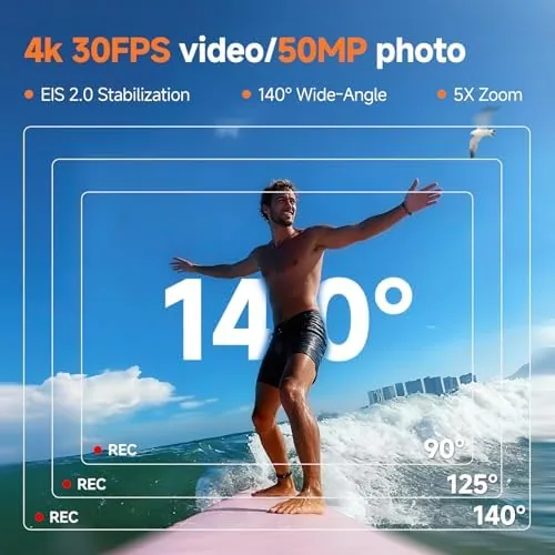 Close up of the SVGo2 sealed in its waterproof case showing the lens and buttons
