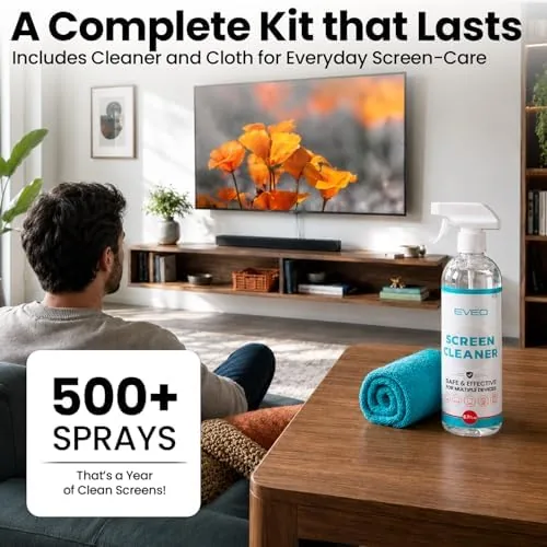 The EVEO® TV Screen Cleaner Spray (Streak-Free) TV Screen Cleaner for compared in context