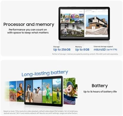 Detail shot of the Samsung Galaxy Tab S10 Lite, 6GB RAM, 128GB, 2TB Expand features
