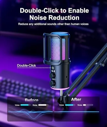 Close look at the Gaming USB Microphone, Noise Cancellation Condenser Mic with Mute,Boom Arm build quality