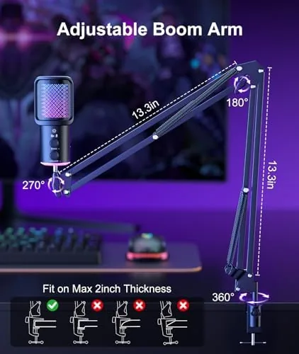 Testing the Gaming USB Microphone, Noise Cancellation Condenser Mic with Mute,Boom Arm over two weeks