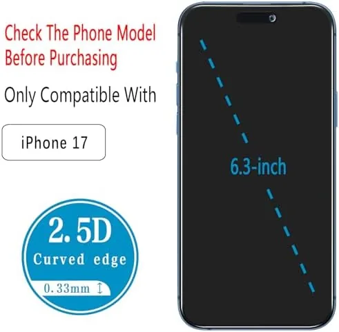 Close look at the 2 Pack Privacy Screen Protector for iPhone 17 6.3-inch | build quality