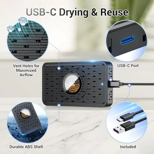The 2 Pack Rechargeable Desiccant Dehumidifier for Storage with USB-C Cable,Reusable in real use