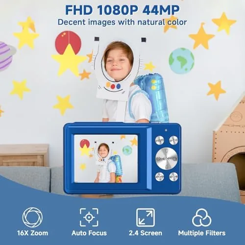 Close look at the Digital Camera, 44MP Compact Camera, FHD 1080P Point and Shoot build quality
