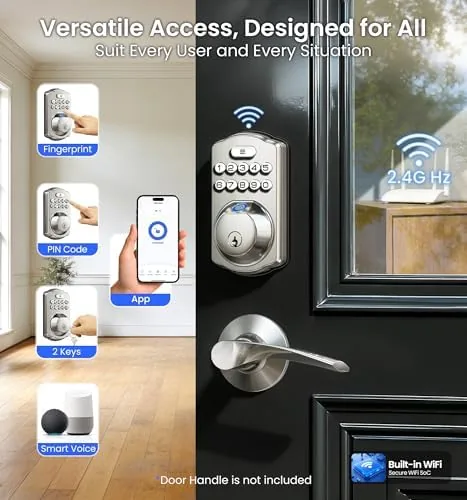 Close up of the Veise lock keypad and fingerprint reader on the exterior assembly